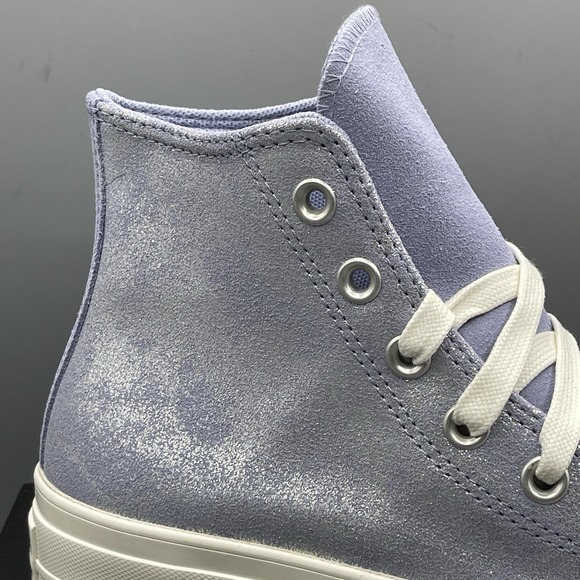 Converse CTAS Lift Women's 6 Hi Top Platform Sneakers Suede Shimmer Lilac NIB - Picture 2 of 13
